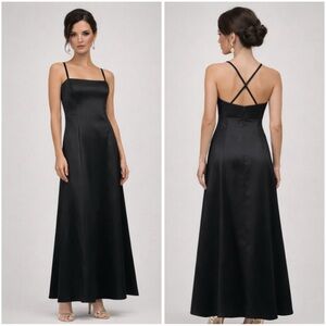 Vintage Nicole Miller New York City Black Satin Formal Gown